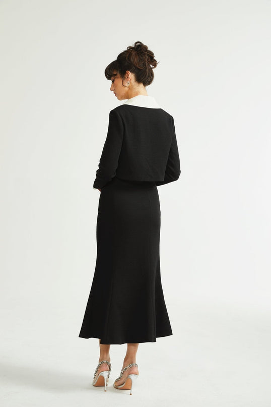 Ida Black & White Jacket Skirt Contrast Set