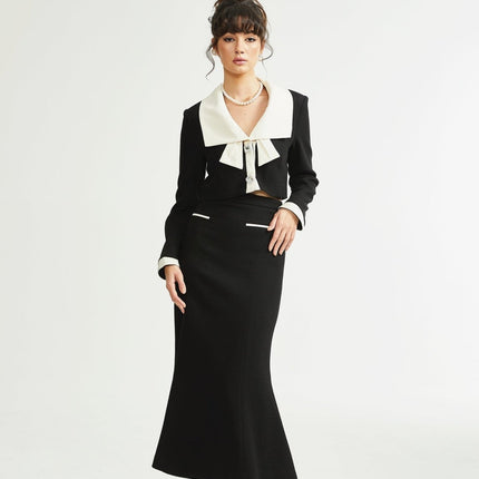 Ida Black & White Jacket Skirt Contrast Set