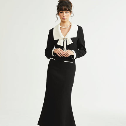 Ida Black & White Jacket Skirt Contrast Set