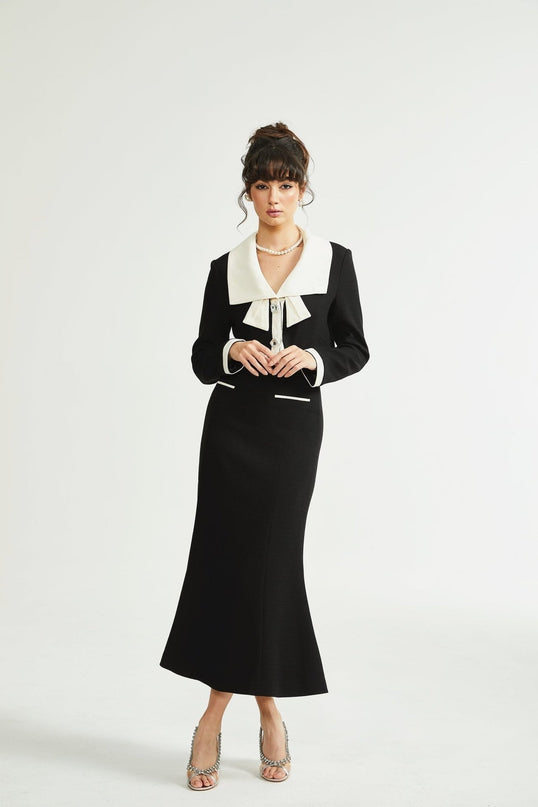 Ida Black & White Jacket Skirt Contrast Set