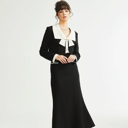Ida Black & White Jacket Skirt Contrast Set