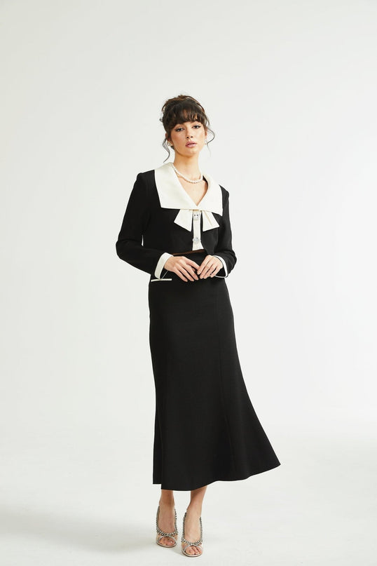 Ida Black & White Jacket Skirt Contrast Set