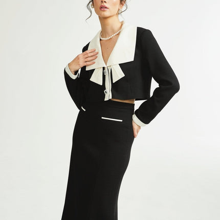 Ida Black & White Jacket Skirt Contrast Set