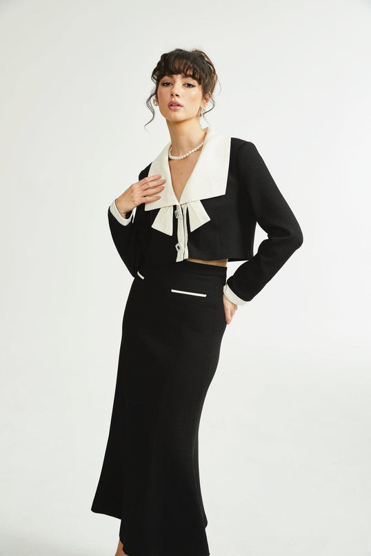 Ida Black & White Jacket Skirt Contrast Set