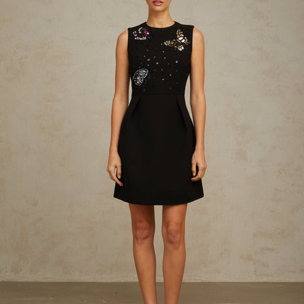 Ilaria Black Butterfly Sequin Mini Dress