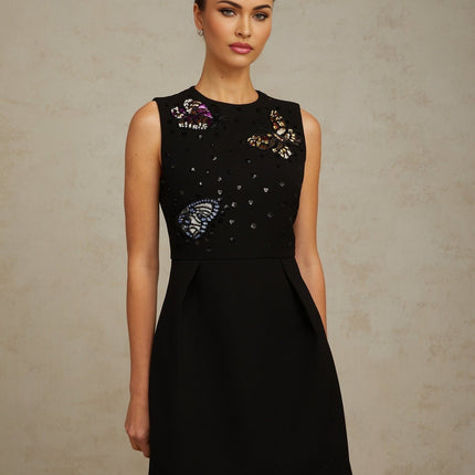 Ilaria Black Butterfly Sequin Mini Dress