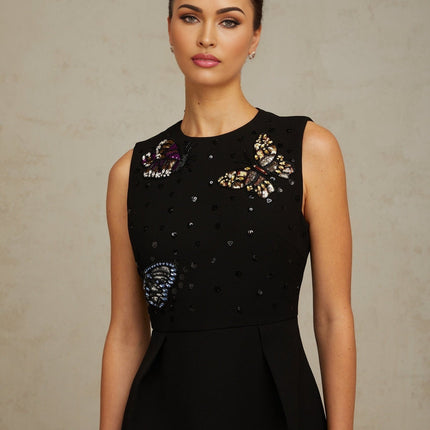 Ilaria Black Butterfly Sequin Mini Dress