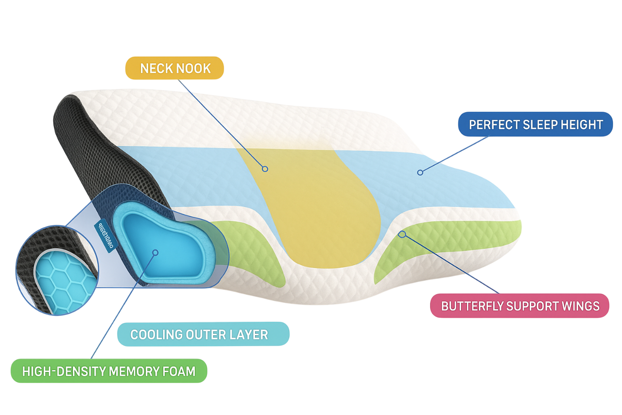 Supportive Contour Pillow For Side, Back & Stomach Sleepers – Standard Size (1-pack) Jacqueline van Hoef