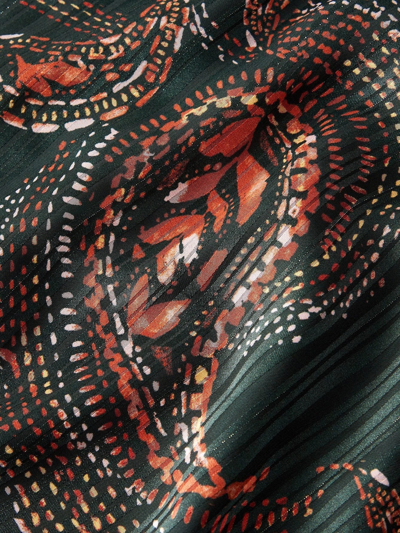 Stefania Maxi Dress - Notched Neckline - Bishop Sleeve - High Waist - A Line - Belted Chain Tape - Folk-Custom - modified image