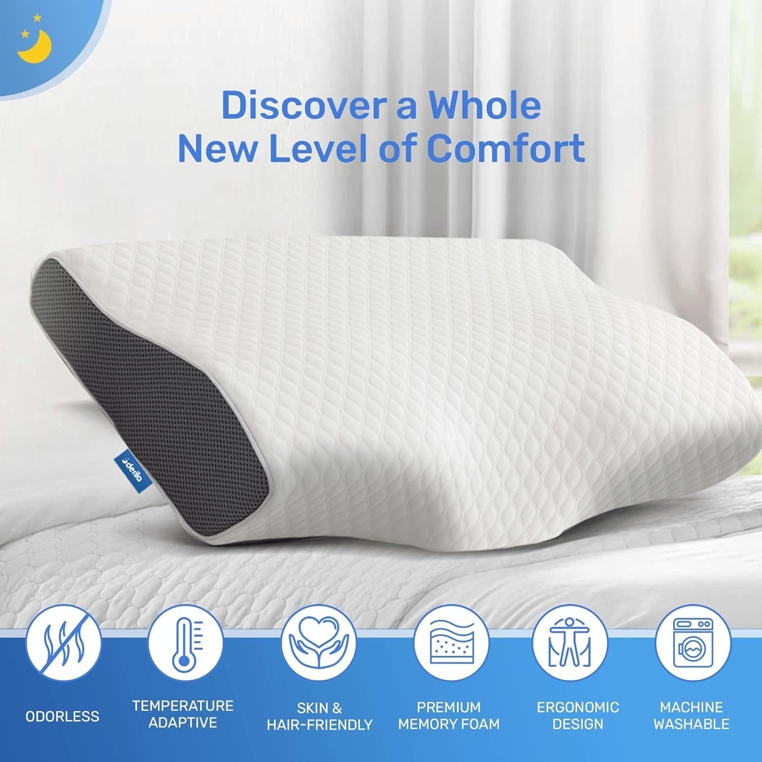 Supportive Contour Pillow For Side, Back & Stomach Sleepers – Standard Size (1-pack) Jacqueline van Hoef