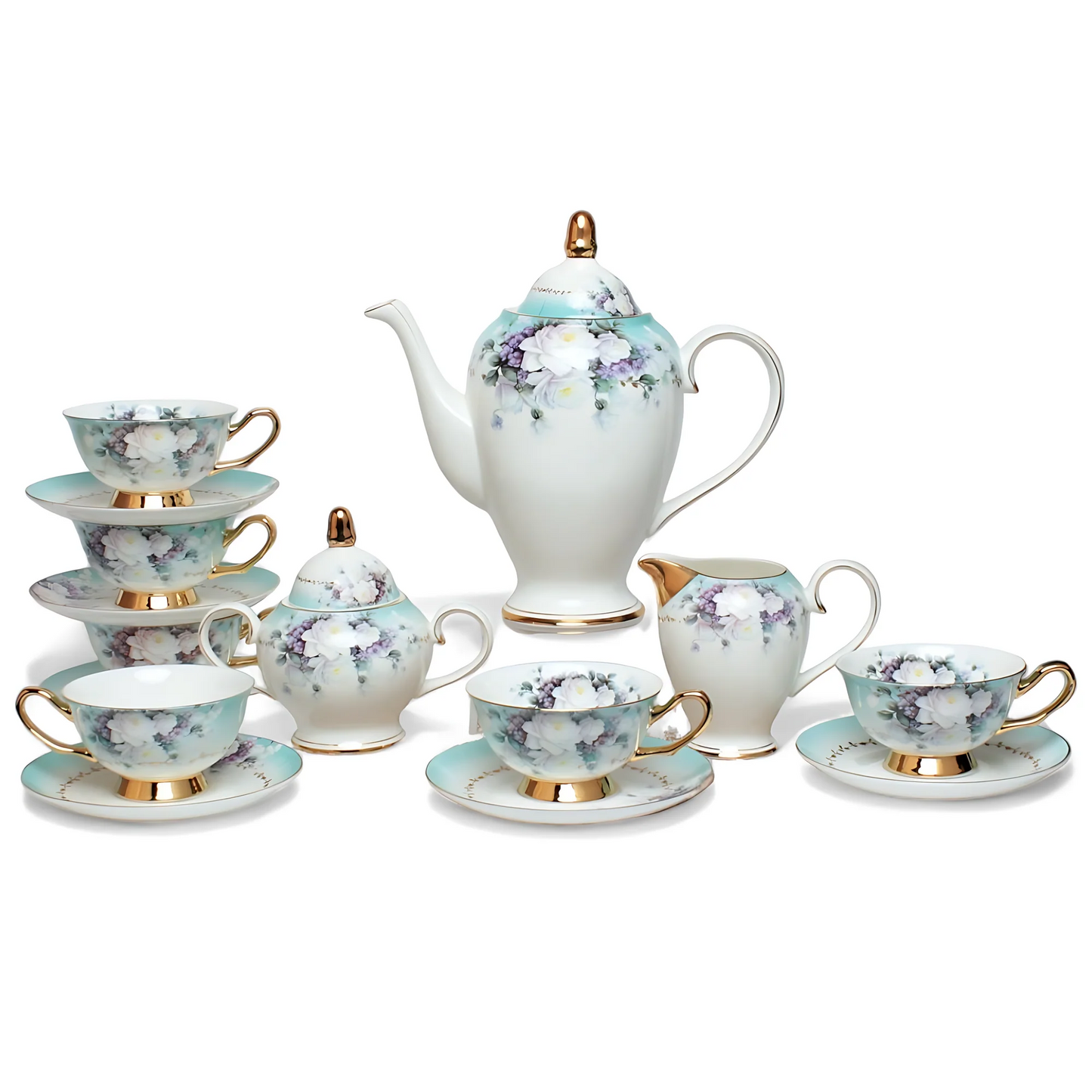Chinese Porcelain Tea Set – Floral – 15-piece Gift Set Jacqueline van Hoef
