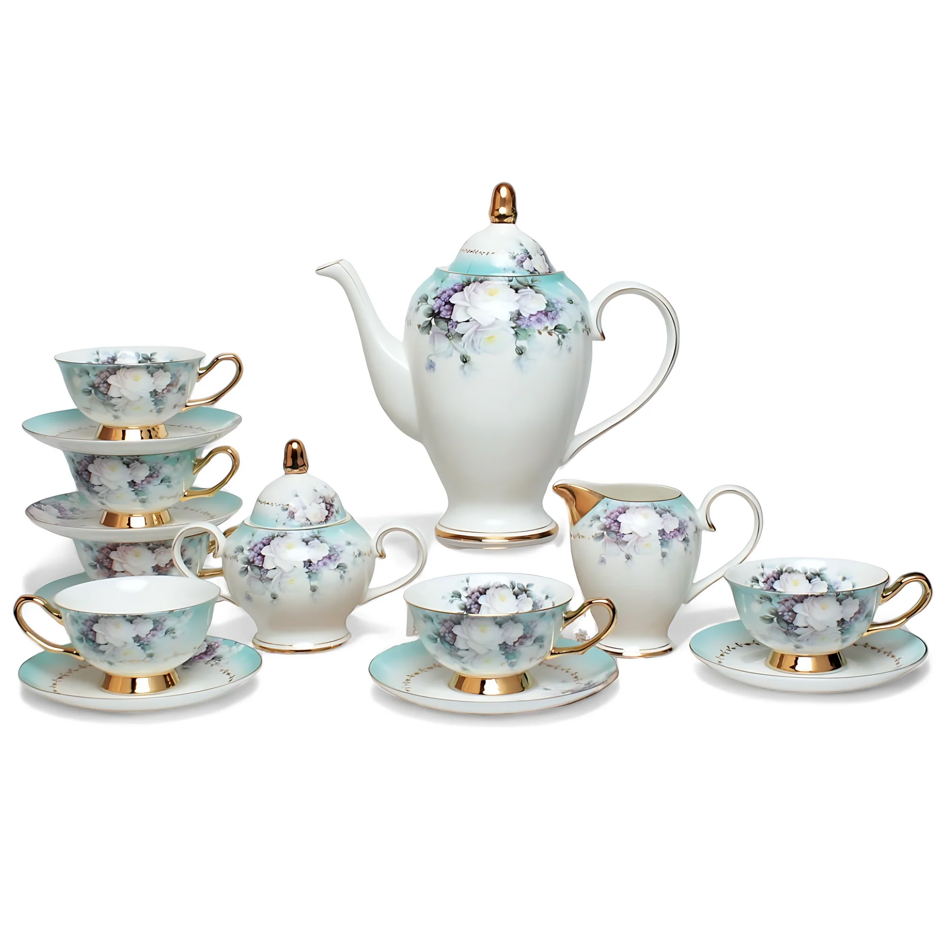Chinese Porcelain Tea Set – Floral – 15-piece Gift Set Jacqueline van Hoef