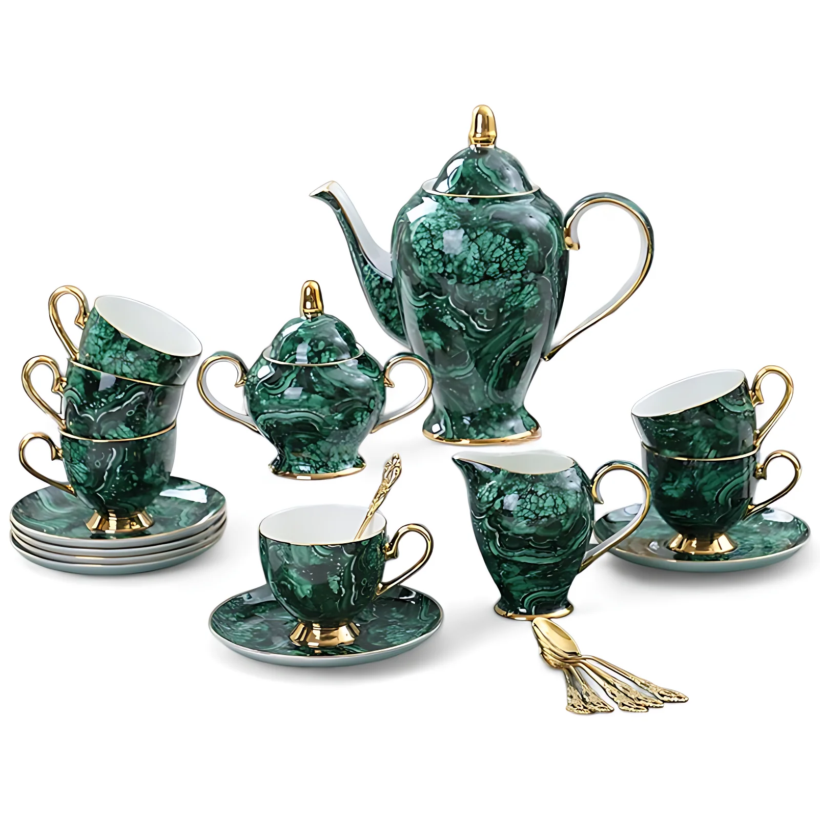 Royal Old England Ceramic Tea Set – Marble & – 21-piece Luxury Set Jacqueline van Hoef