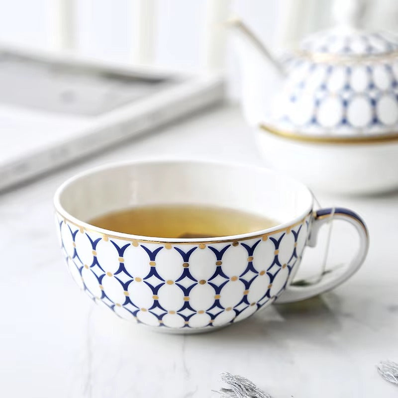 Geometric Porcelain Tea For One Set – Teapot, Cup & Saucer – 11.8 Fl Oz Jacqueline van Hoef
