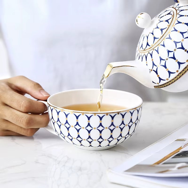 Geometric Porcelain Tea For One Set – Teapot, Cup & Saucer – 11.8 Fl Oz Jacqueline van Hoef
