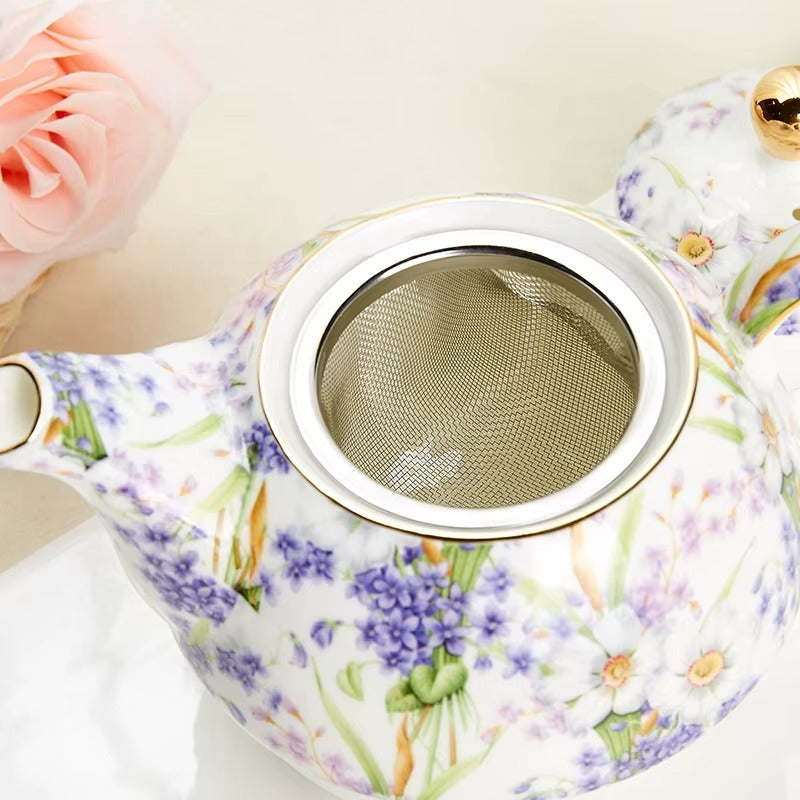 Floral Porcelain Tea For One Set – Teapot, Cup & Saucer – 11.8 Fl Oz Jacqueline van Hoef