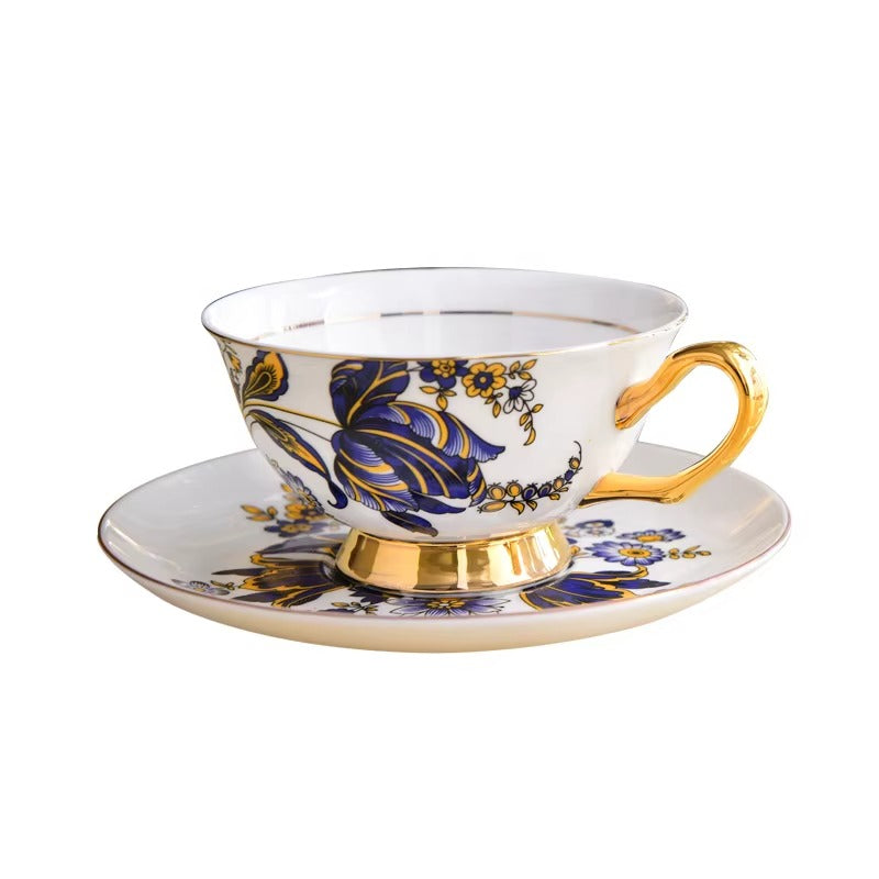 Country-style Porcelain Teacup & Saucer Set – Floral – 6.8 Fl Oz Jacqueline van Hoef