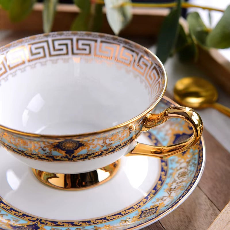 Vintage -trimmed Porcelain Teacup & Saucer Set – 6.8 Fl Oz Jacqueline van Hoef