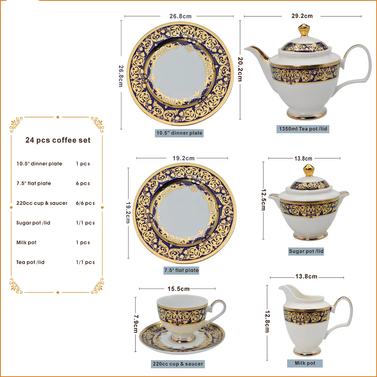 Royal Porcelain Tea Set – 24-piece Vintage Service For 6 Jacqueline van Hoef