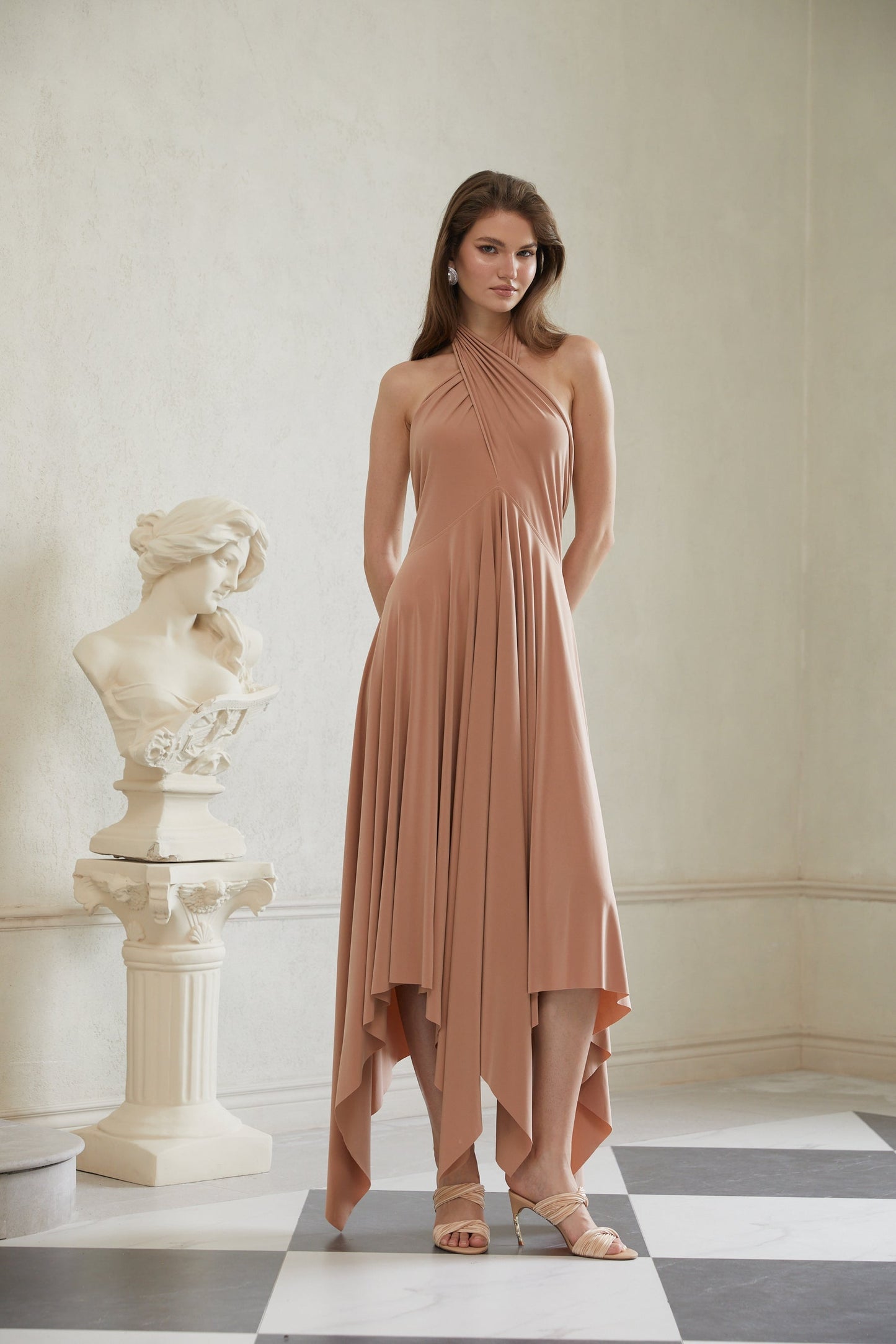 Infini Khaki Convertible Midi Dress
