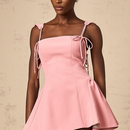 Ippolita Pink Mini Dress with Detachable Self-Tie Straps and Puff Skirt