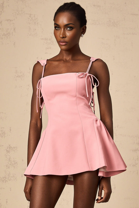Ippolita Pink Mini Dress with Detachable Self-Tie Straps and Puff Skirt