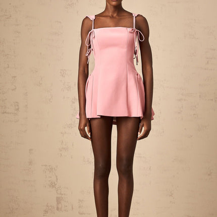 Ippolita Pink Mini Dress with Self-Tie Straps and Puff Skirt