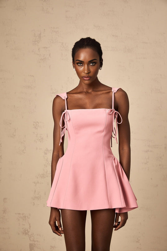 Ippolita Pink Mini Dress with Detachable Self-Tie Straps and Puff Skirt