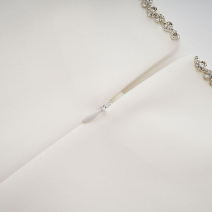 Ippolita White Mini Dress Crystal Scallop Hem Short Sleeves Round Neck Crystal Embellishment Rear Zip Fastening Thigh Length 98% Terylene Fiber 2% Spandex