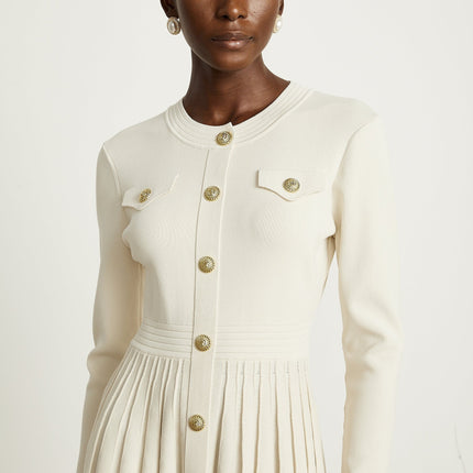 Ippolita White Pleated Knit Mini Dress