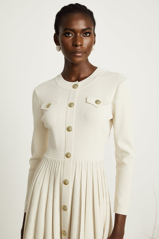 Ippolita White Pleated Knit Mini Dress