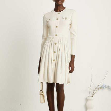 Ippolita White Pleated Knit Mini Dress