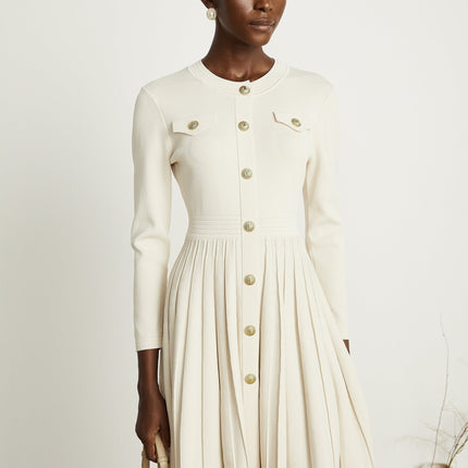 Ippolita White Pleated Knit Mini Dress