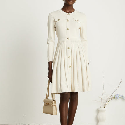 Ippolita White Pleated Knit Mini Dress