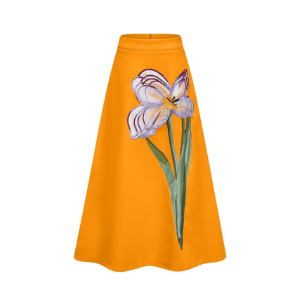 Irène Orange Sequin Floral Embroidered Matching Set