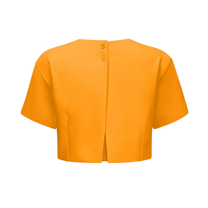 Irène Orange Sequin Floral Embroidered Matching Set Crop Top and Skirt