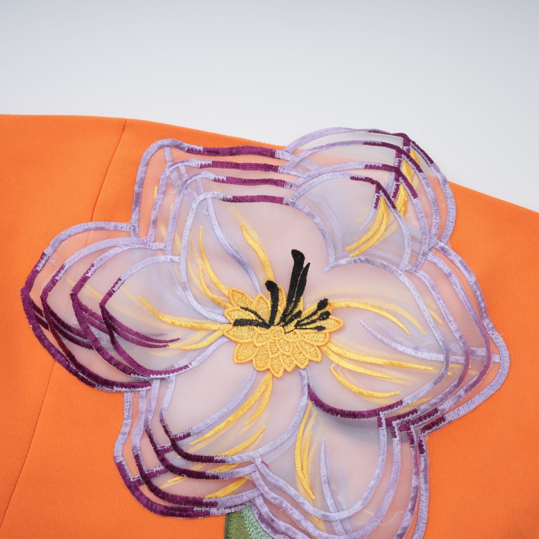 Irène Sequin Embroidered OffShoulder Midi Dress in Orange