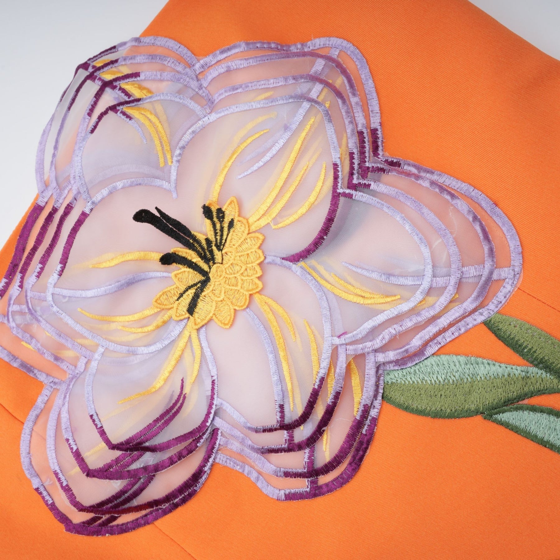 Irène Sequin Embroidered OffShoulder Midi Dress in Orange