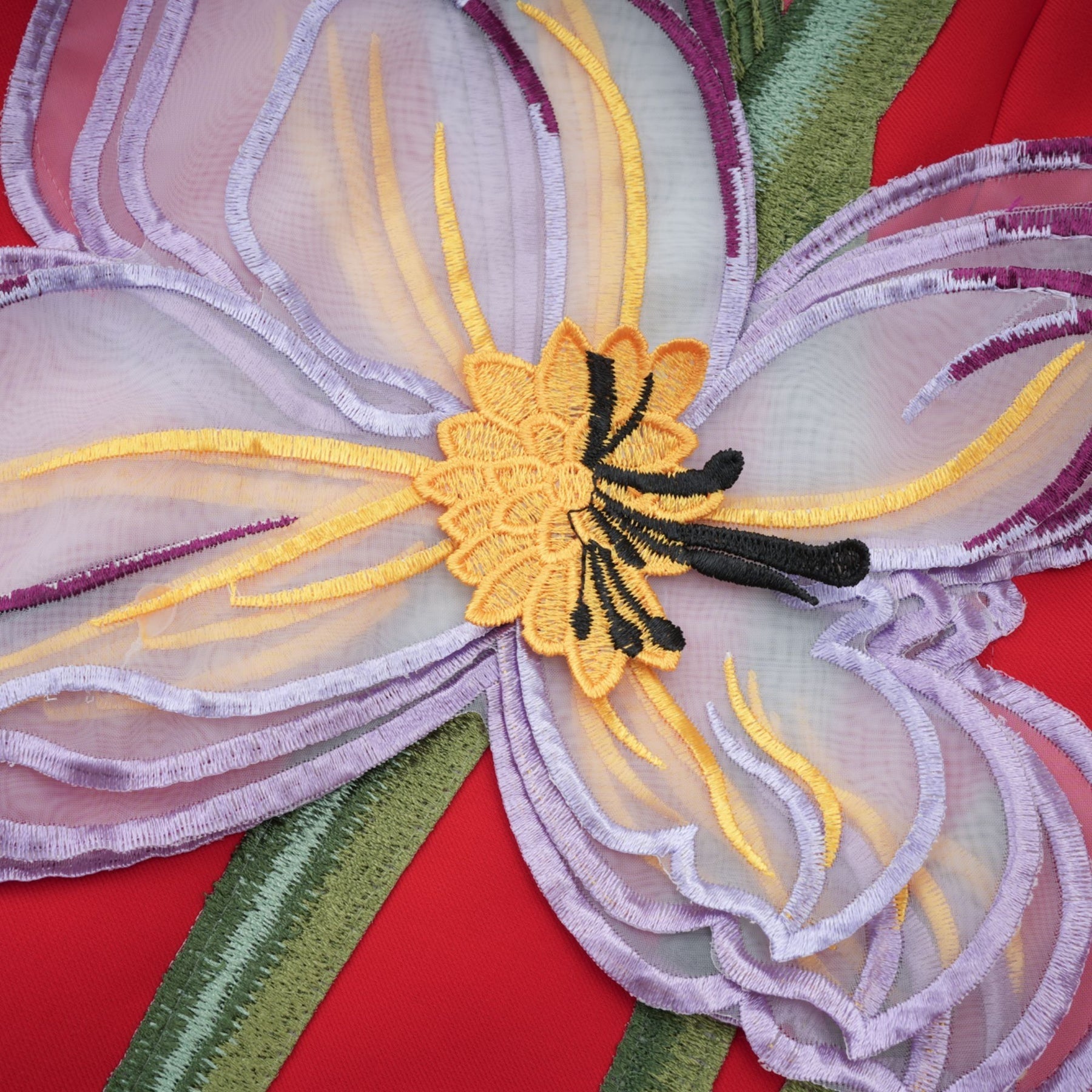 Irène Sequin Embroidered OffShoulder Midi Dress in Red