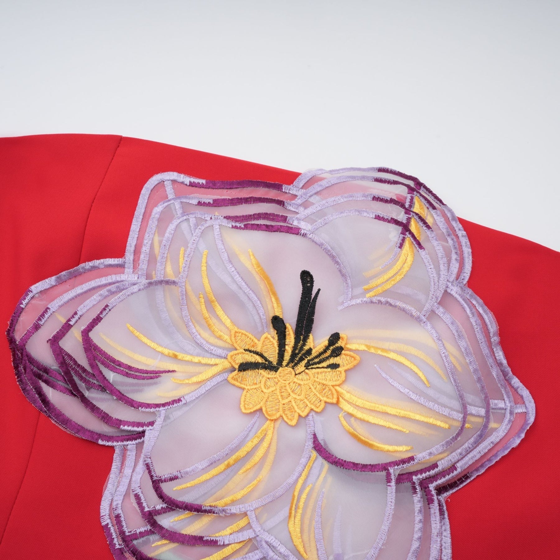 Irène Sequin Embroidered OffShoulder Midi Dress in Red