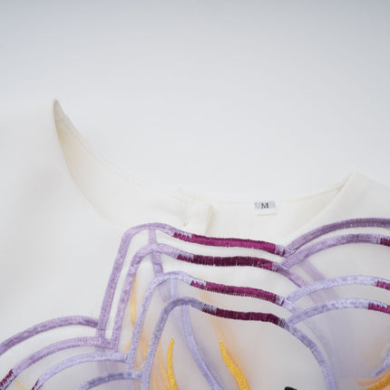 Irène White Sequin Floral Embroidered Matching Set in White color