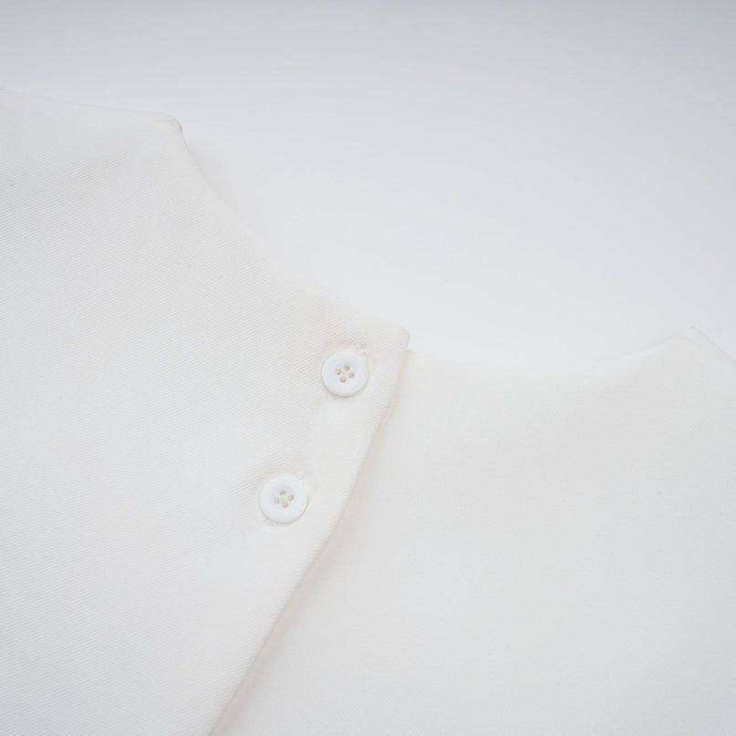 Irène White Sequin Floral Embroidered Matching Set in White Terylene Fiber
