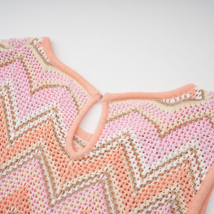 Irina Pink Zigzag Pointelle Knit Matching Set