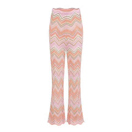 Irina Pink Zigzag Pointelle Knit Matching Set