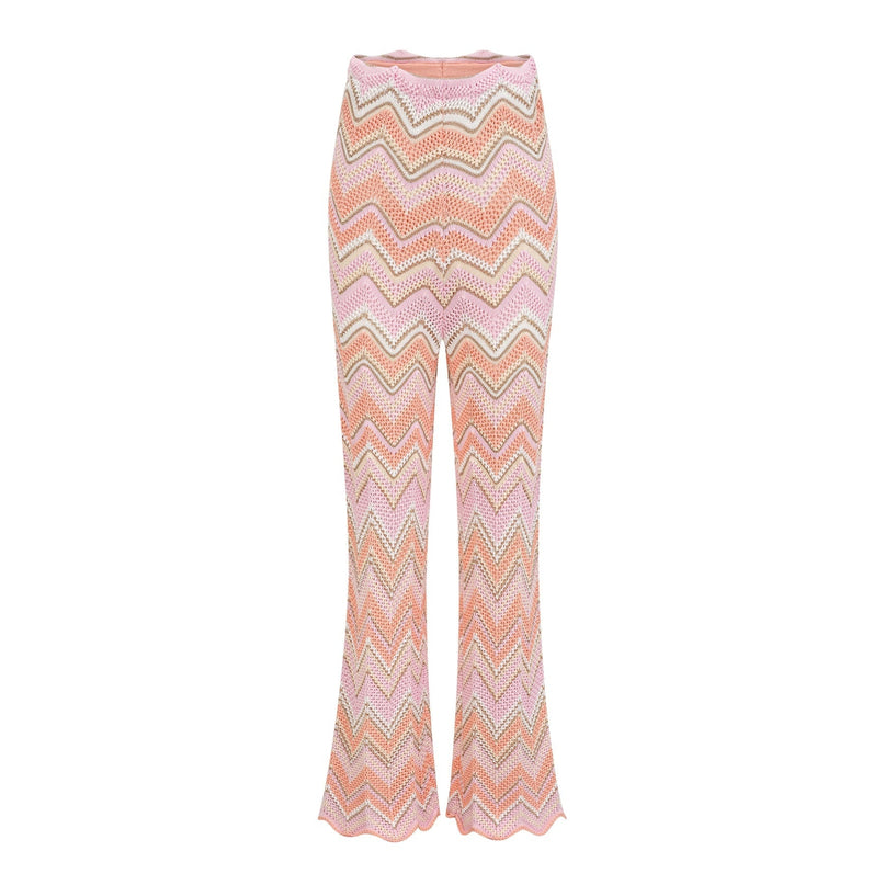 Irina Pink Zigzag Pointelle Knit Matching Set