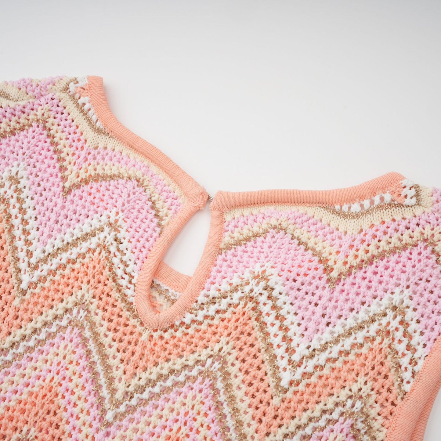 Irina Pink Zigzag Pointelle Knit Matching Set