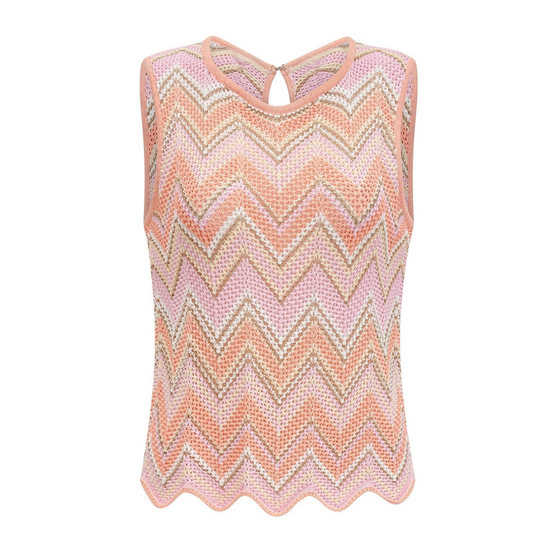 Irina Pink Zigzag Pointelle Knit Matching Set
