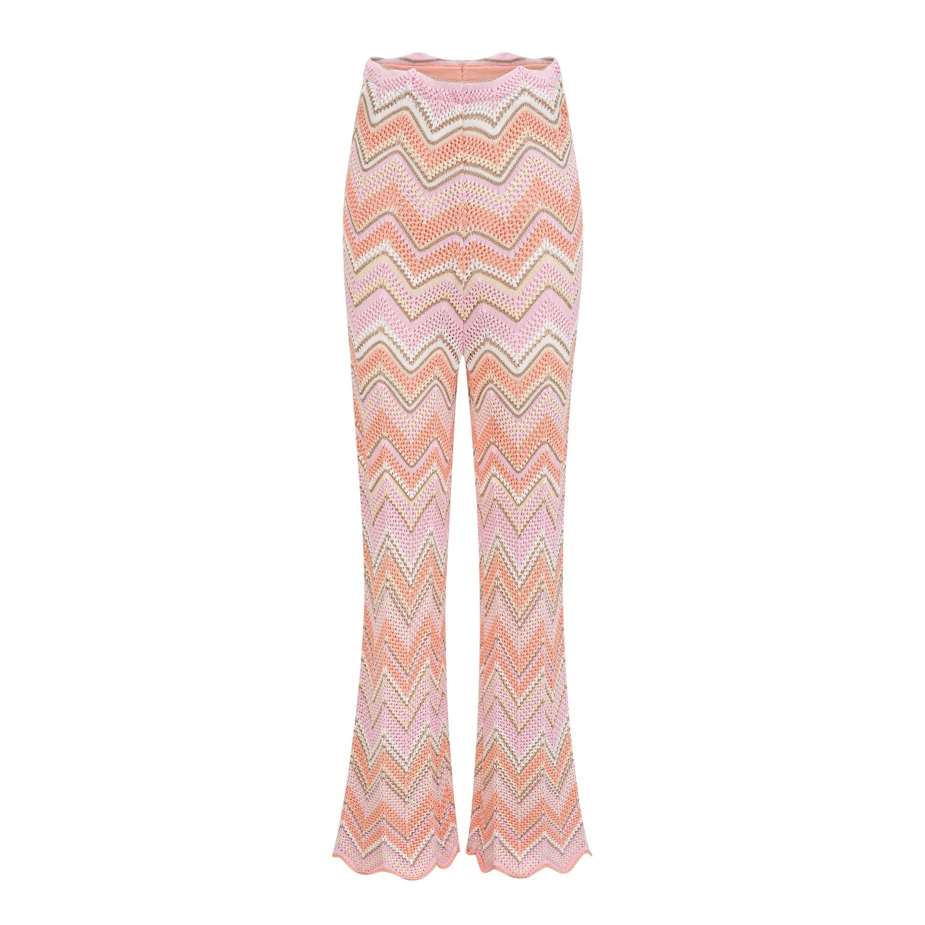 Irina Pink Zigzag Pointelle Knit Matching Set