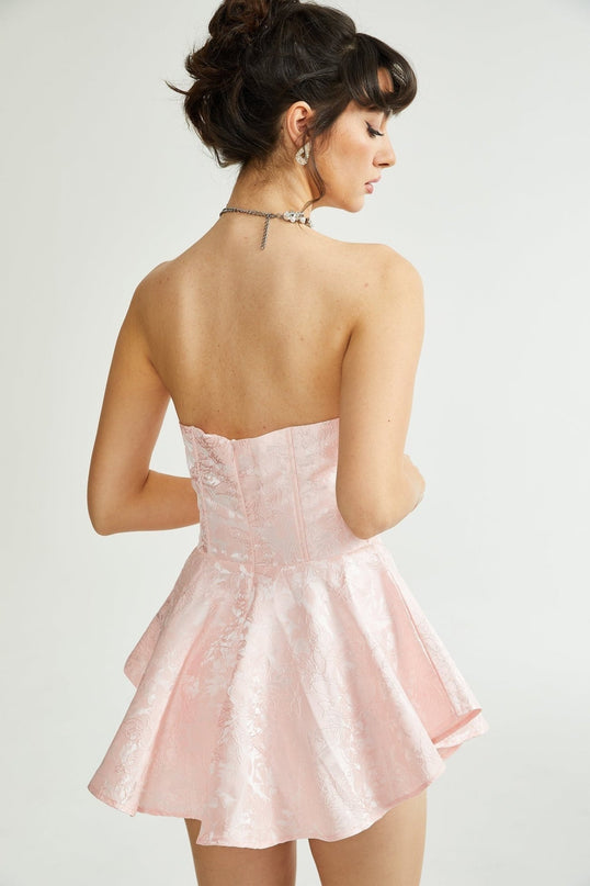 Isabel Pink Jacquard Mini Dress