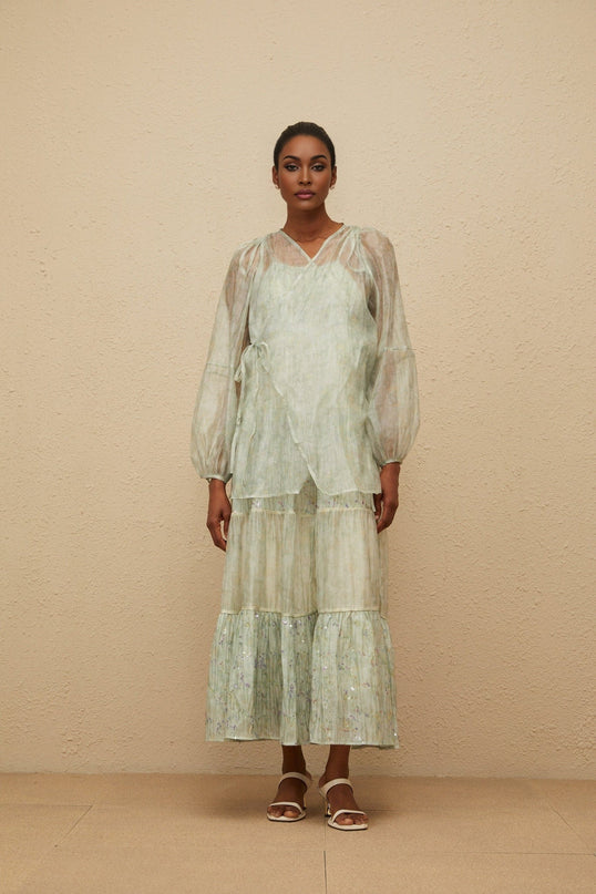 Isabella Green Tie-Dye Cardigan Dress Set